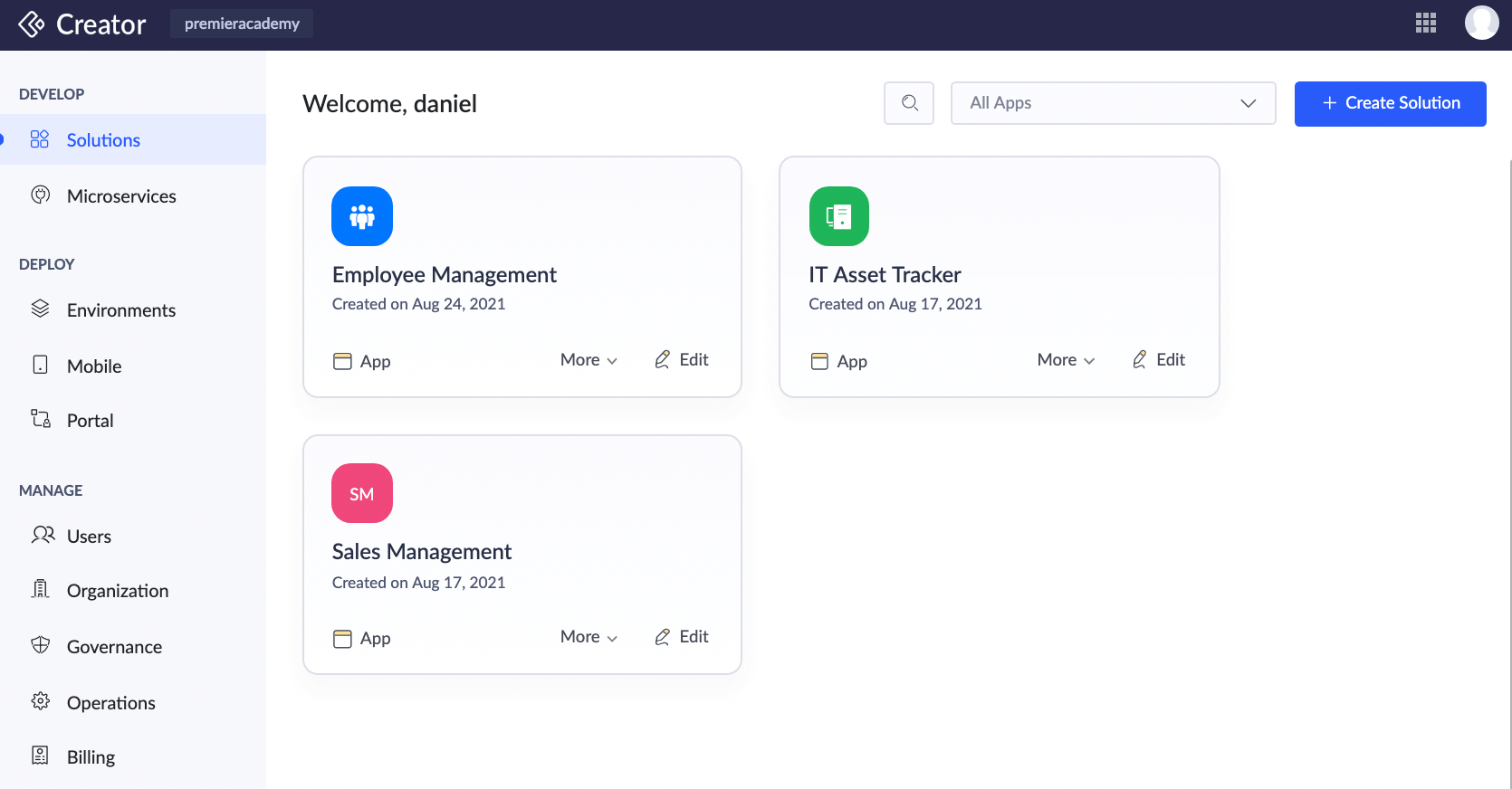 Zoho Creator Low Code No Code solution